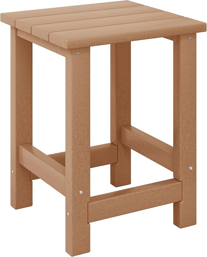 Costaelm Kids Outdoor Side Table, Small Patio HDPE Adirondack Square Table by Costaelm