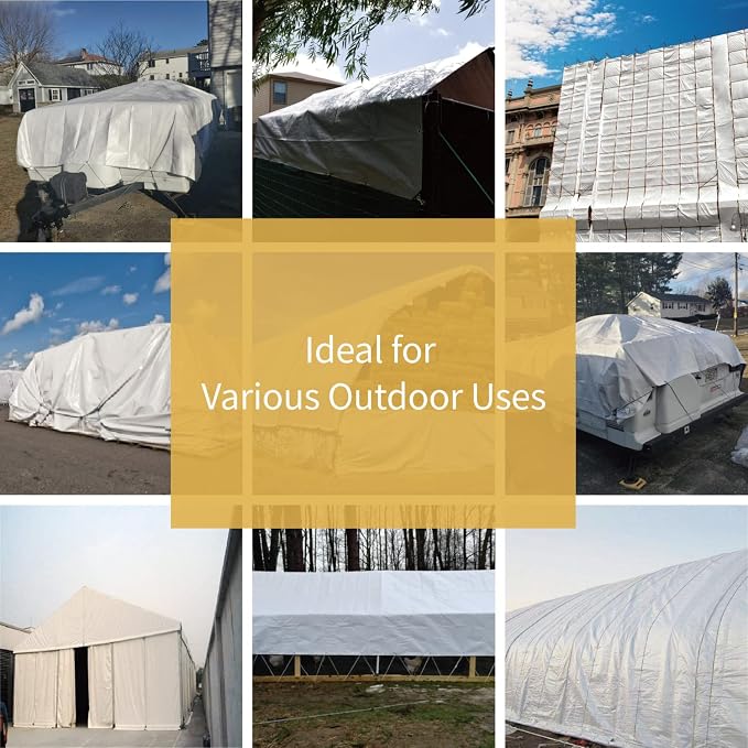 GUARD SHIELD White Tarp 12x16 Feet Medium Duty All Purpose Poly Tarps Cover 7mil - Image 6