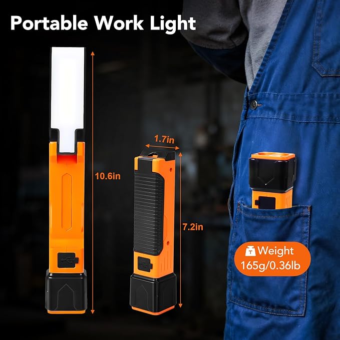 Rechargeable Work Light, 1800mAh COB Portable LED Work Light, Work Flashlight - Image 5