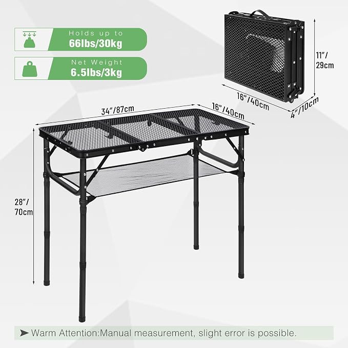 RedSwing Tri-fold Folding Picnic Table, Lightweight Height Adjustable Aluminum - Image 3