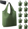 BeeGreen Dark Green Reusable Grocery Bags Bulk 10 Packs, Kitchen Reusable by BeeGreen