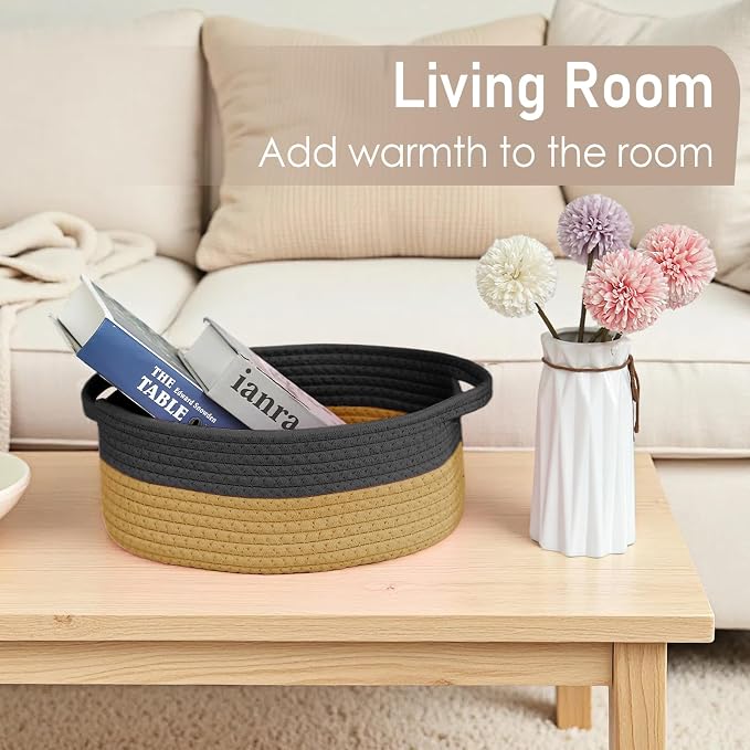 Woven Basket, Small Rope Storage Bin - Image 7