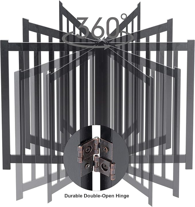 LZRS 6-Panel Extra-Wide Freestanding Wooden Dog Gate Indoor – 24”High Foldable - Image 5