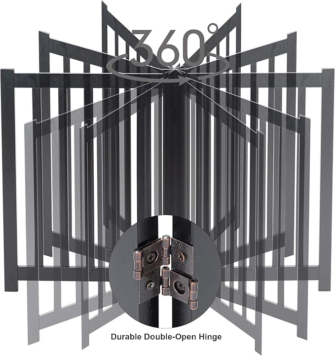 LZRS 3-Panel Wooden Free Standing Foldable Dog Gate Indoor – 24" High, - Image 5