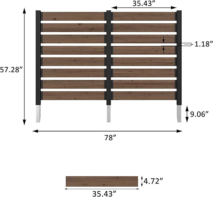 MUPATER 49” H×78” W Outdoor Privacy Screen Fence, No Dig Wooden Privacy Fence - Image 3