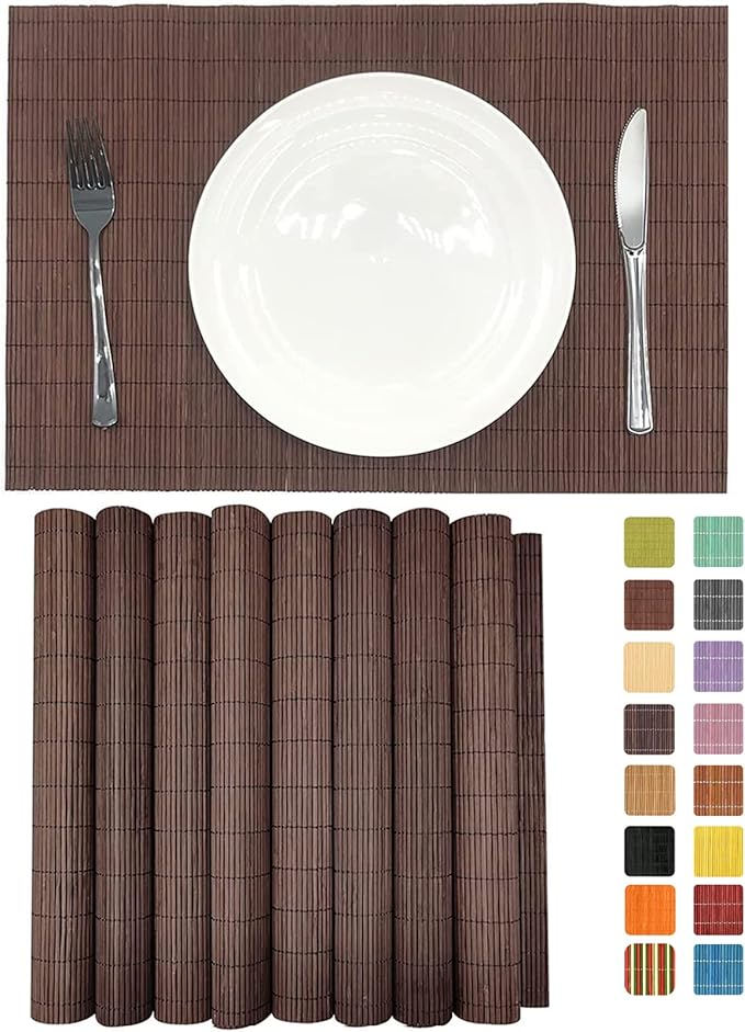 ANDSTAR Set of 8 Pcs Bamboo Placemats Sushi Rolling Mat Japanese Style Natural by Andstar