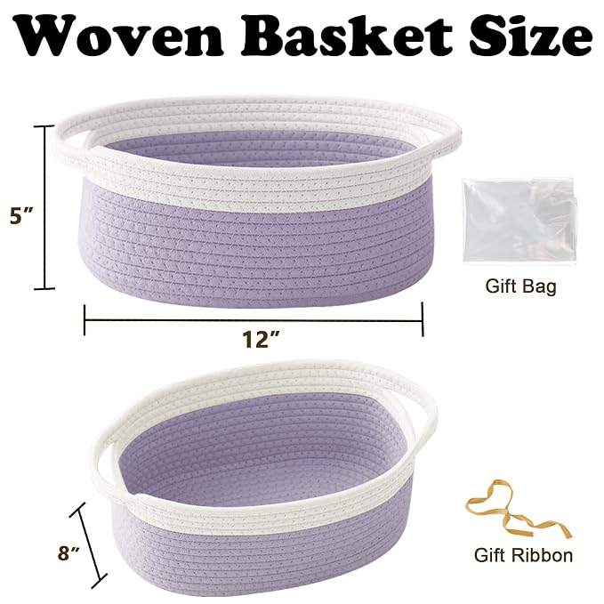 Gift Basket with Gift Bag and Ribbons, Small Rope Woven Shelf Storage, Baskets - Image 2