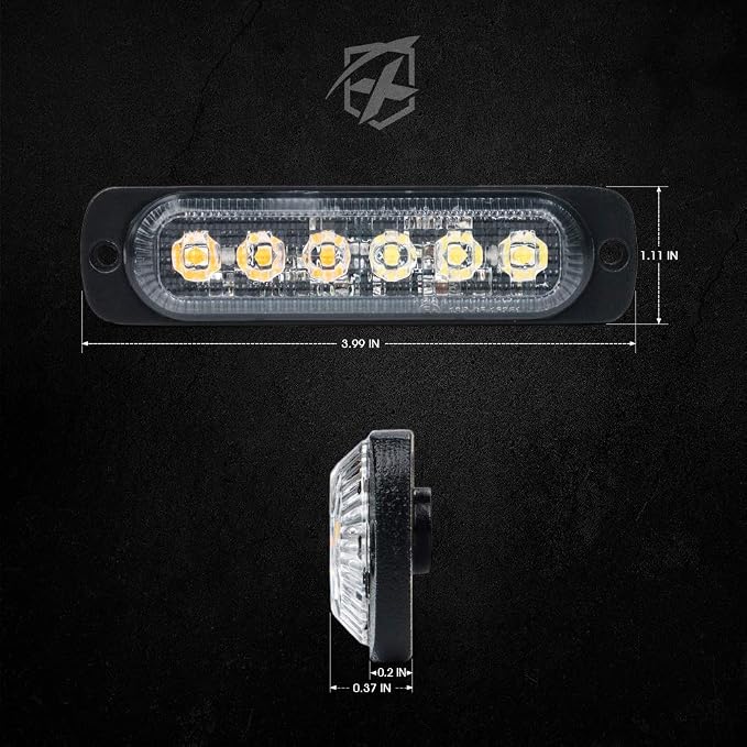 Xprite 4PCS LED Emergency Strobe Lights, Amber White 6-LED Surface Mount - Image 8