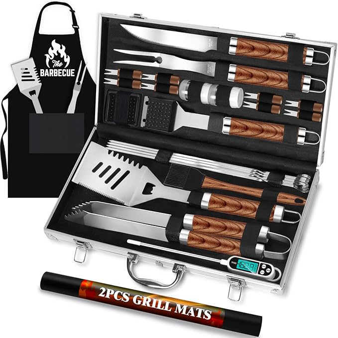 Barbecue Tool Set, 26-Piece Stainless Steel with Aluminum Storage Case
