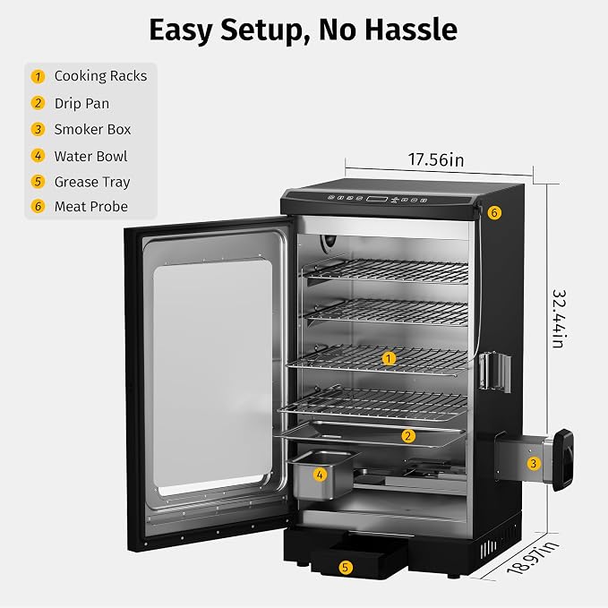 EAST OAK 30" Electric Smoker for Outdoors | Built-in Meat Probe & Up to 6× - Image 9