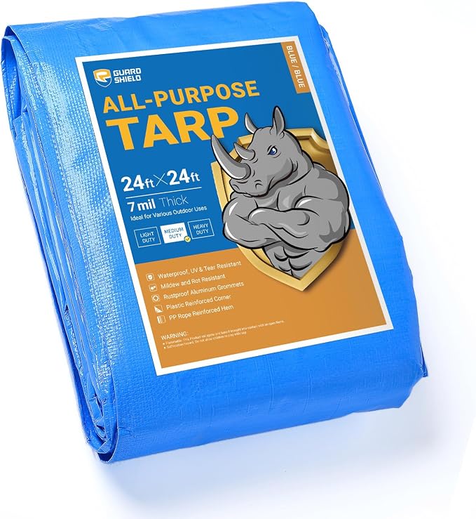 GUARD SHIELD Blue Tarp Waterproof 24x24 Feet Medium Duty All Purpose Poly Tarps by GUARDSHIELD