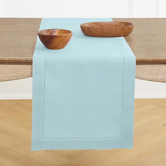Solino Home Linen Aqua Blue Table Runner 48 Inches by SolinoHome