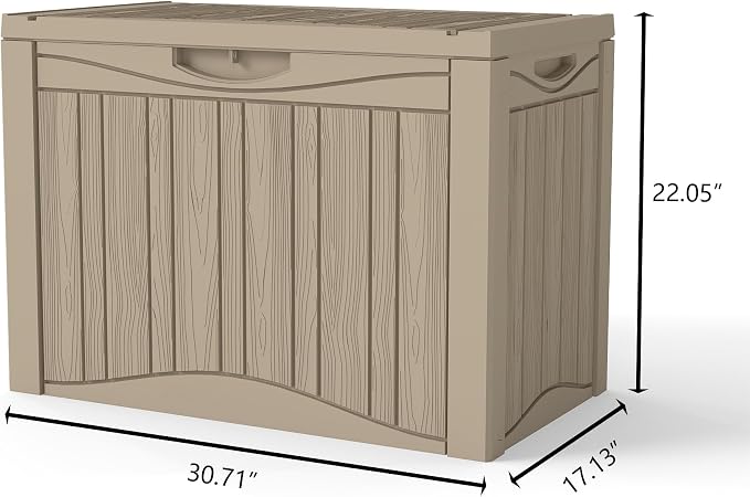 50 Gallon Outdoor Storage Box Waterproof Lockable Resin Deck Box Large - Image 3