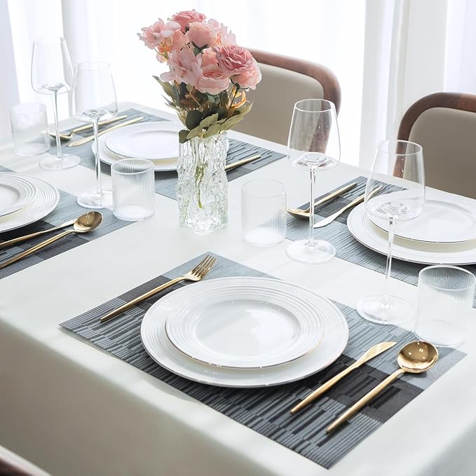 Placemats Set of 6 Vinyl/Plastic Woven Place Mats - Image 6