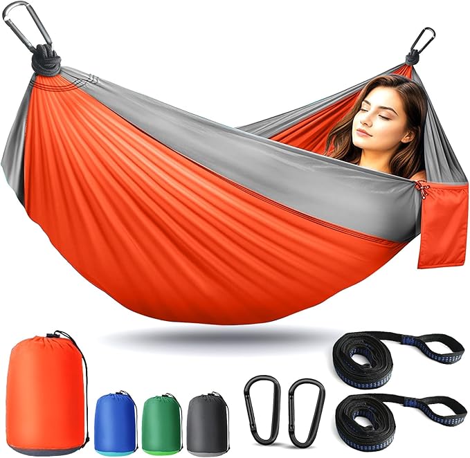 Hammock in Light Orange, Portable, 600 lb Capacity, 106 x 55 Inches