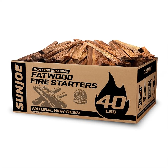 Sun Joe 40-Pound Fatwood Fire Starter Sticks, All-Natural Pine Kindling by SunJoe