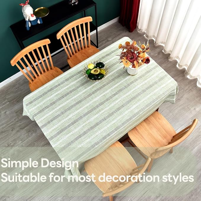 Heavy Duty Cotton Tablecloth for Square Table Sage Green Farmhouse Vintage - Image 5