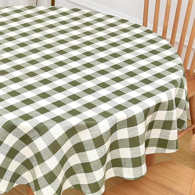 Gingham Round Tablecloth Table Cloth Heavy Duty Cotton Checkered Table Cloth - Image 2