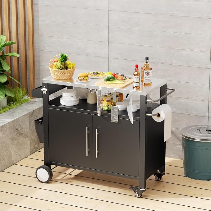 Outdoor Grill Cart with Patio Furniture, Outdoor Grill Table with Storage - Image 6