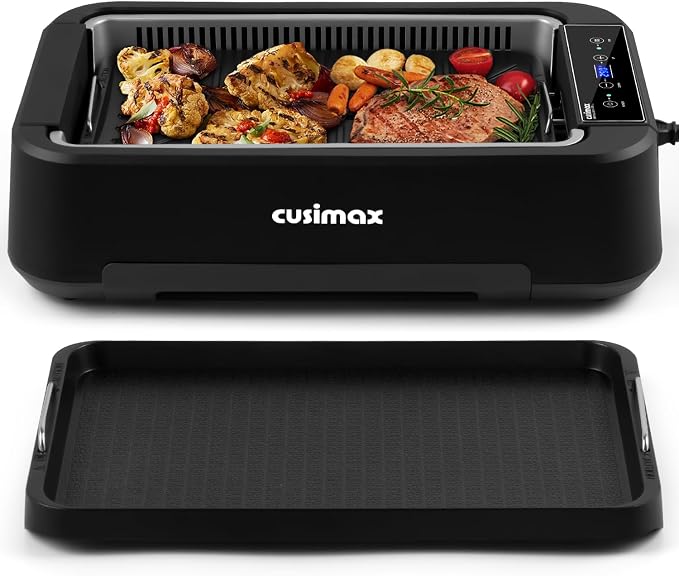 Indoor Grill, CUSIMAX Electric Smokeless Grill & Griddle by CUSIMAX