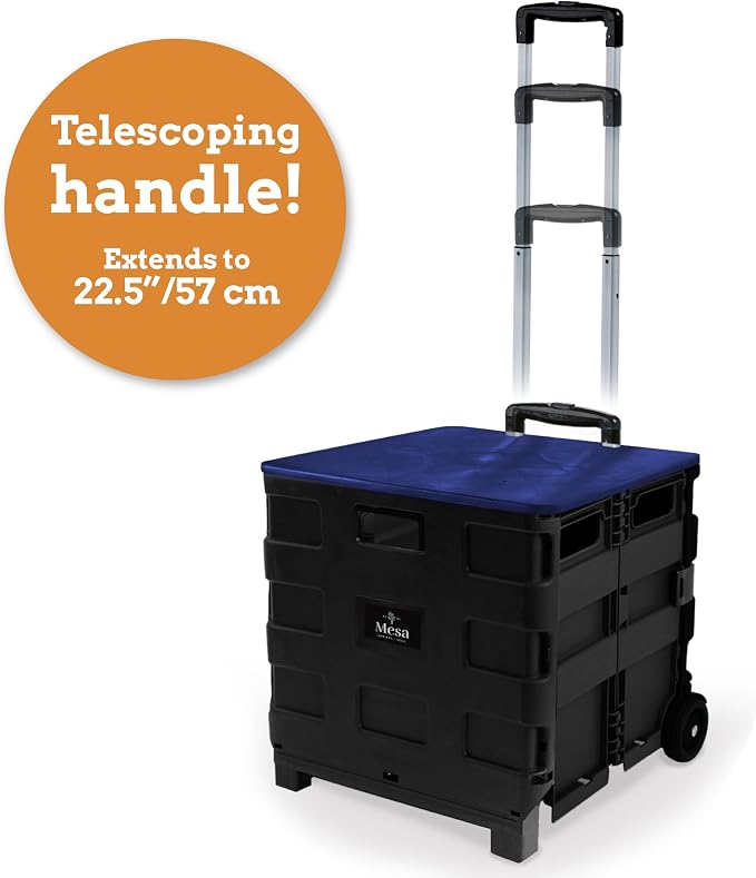Inspired Living Collapsible Ultra-Slim Pack-N-Roll, 2 Wheel Utility Cart w/Lid - Image 4