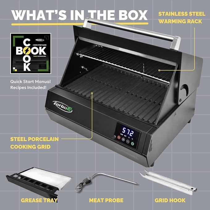 Turbo E XL Electric Grill, 1700W Infrared, Warming Rack and Probe, Apartment - Image 8