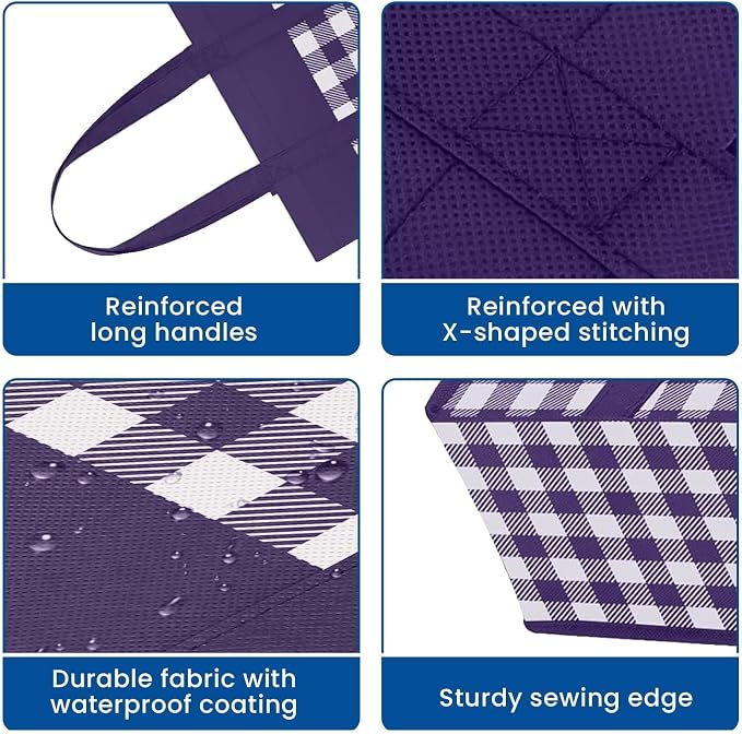WISELIFE Reusable Grocery Shopping Bags 10 Pack Large Foldable Tote Bags Bulk - Image 5