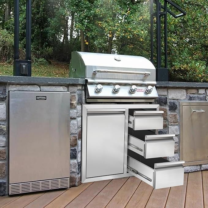 Outdoor Kitchen Drawer Combo, Stainless Steel Triple Drawer Cabinet - Image 8