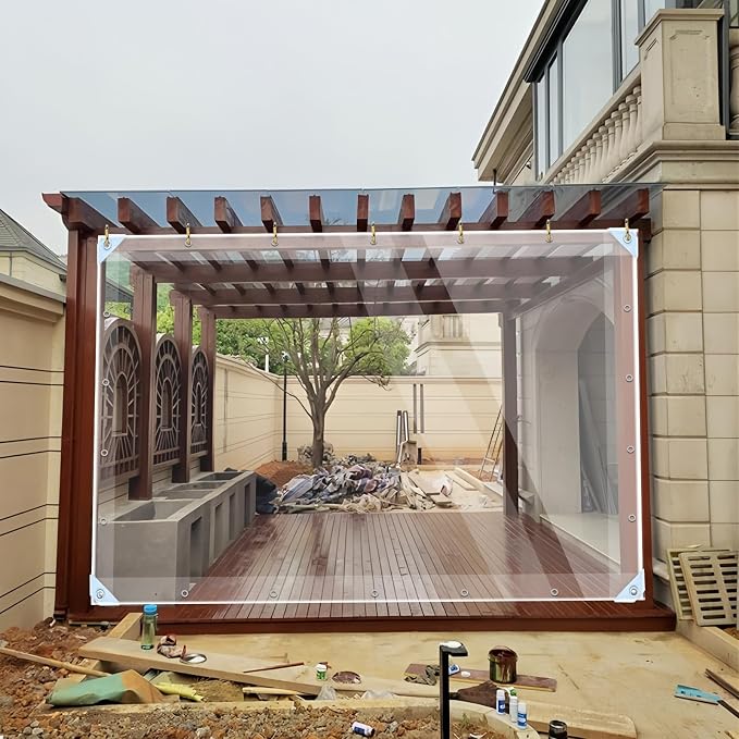 Clear Tarps Heavy Duty PVC, 14Mil Thickened Tear Resistant Waterproof PVC Vinyl - Image 9