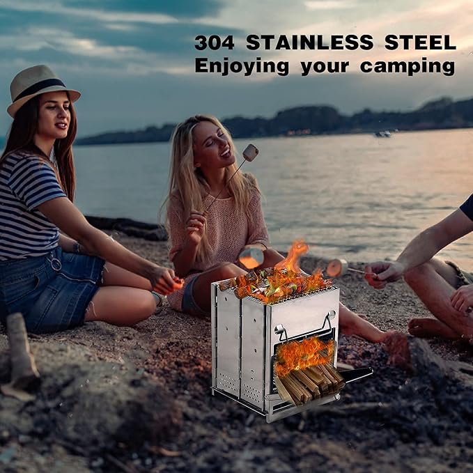 REDCAMP Wood Burning Folding Camp Stove Stainless Steel Grid, Portable - Image 7