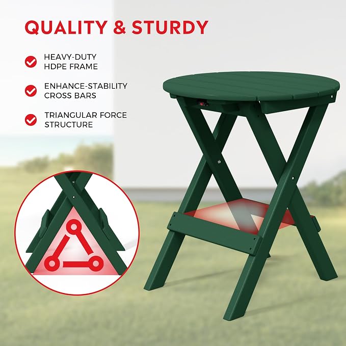 Costaelm Paradise 3-Piece Outdoor HDPE Folding Patio Bistro Table and Chairs - Image 6