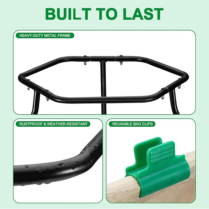 Aobiono Leaf Trash Bag Holder Stand, Garbage Bag Support Frame - Image 6