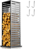4ft Firewood Rack with Parallel Louver Pattern, Fire Wood Holder Log Storage by Outdoorchairs