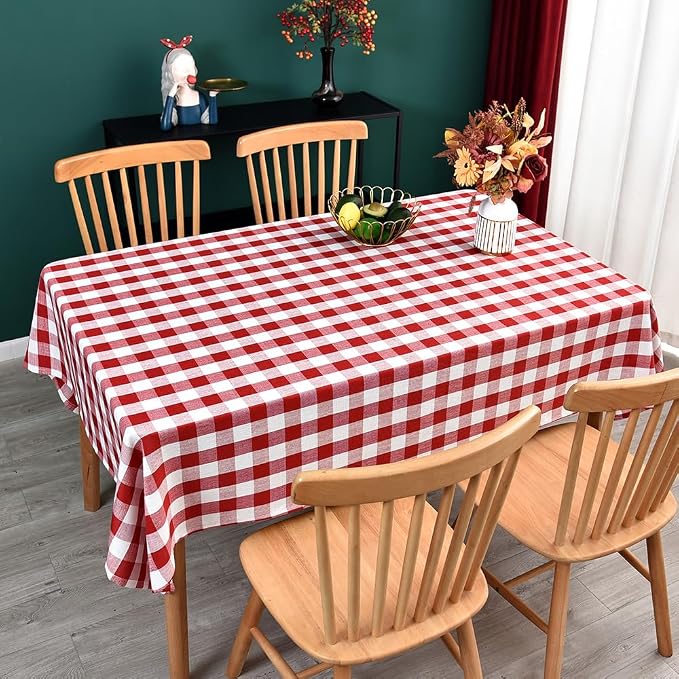 Gingham Tablecloth Rectangle Table Cloth Heavy Duty Cotton Checkered Table Cover - Image 6