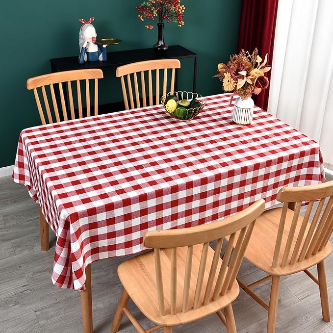 Gingham Tablecloth Rectangle Table Cloth Heavy Duty Cotton Checkered Table Cover - Image 6