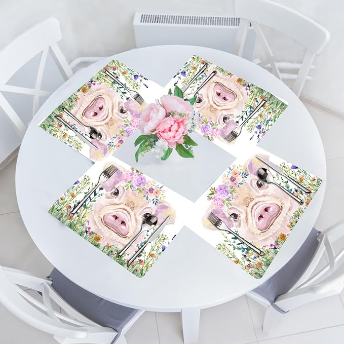 Flower Pig Placemats Set of 4 - Image 7