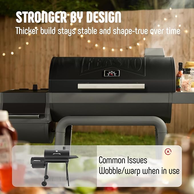 BBQ Charcoal Grill with Offset Smoker Grill and Side Table, 30-In Heavy-Duty - Image 5