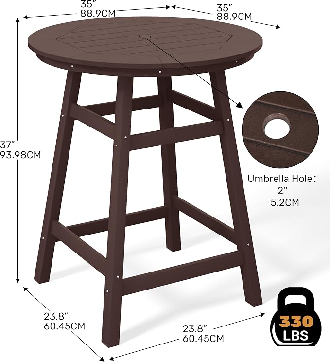 Costaelm Patio Bistro Table, Outdoor Bistro Dining Pub Table - Image 3