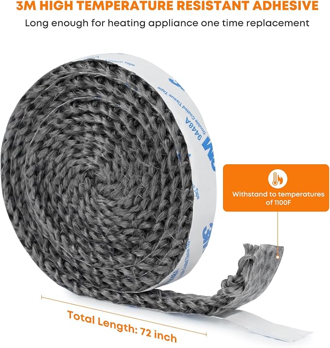 Stanbroil High Temperature Fiberglass Gasket Tape, 5/8" Width, 1/4" Thick - Image 2