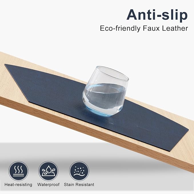 Homaxy Round Table Placemats Set of 6, Washable Wedge Shaped Faux Leather Table - Image 3