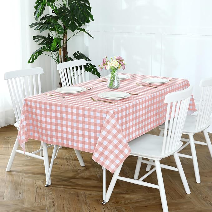 Romanstile Square Vinyl Tablecloth, 100% Waterproof Checkered Plastic Table by Romanstile