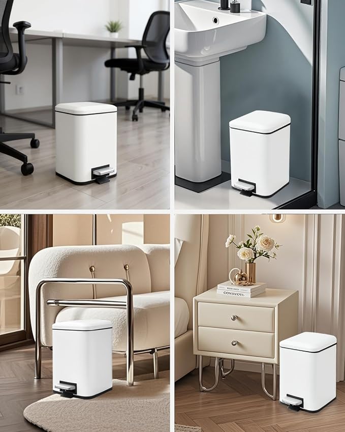 Bathroom Trash Can with Lid, 6 Liter / 1.6 Gallon Small Trash Can with - Image 9