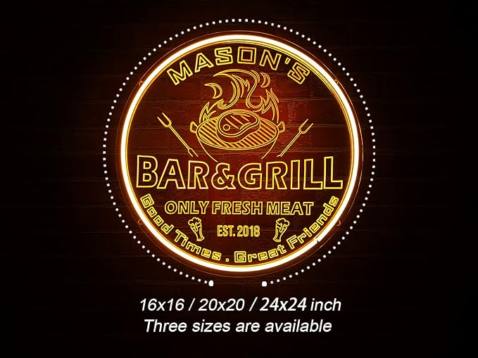 Personalized Bar Grill Neon Signs, Custom Bar BBQ Grill LED Sign, Barbeque - Image 5