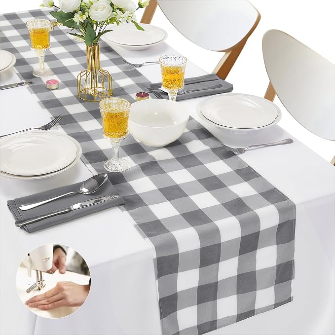 Fabric Checkered Table Runner 12 Pack Waterproof Gingham Table Runner 14W x by Cupuamon