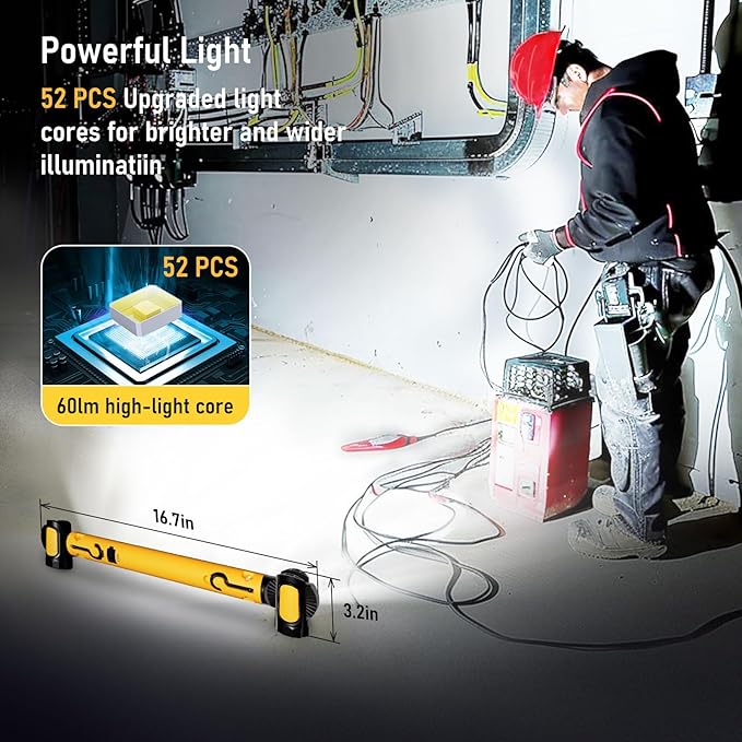 Work Light for Mechanic, 3200LM LED Work Lights, 5400mAh Rechargeable Magnetic - Image 2