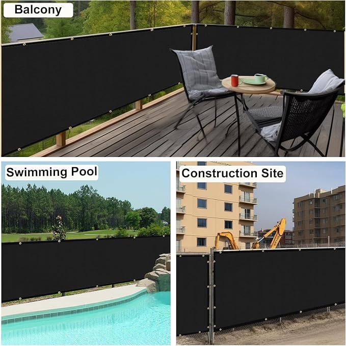 UPGRADE Privacy Fence Screen 4'x13' Black Outdoor 90% Visibility Blockage 170 - Image 8