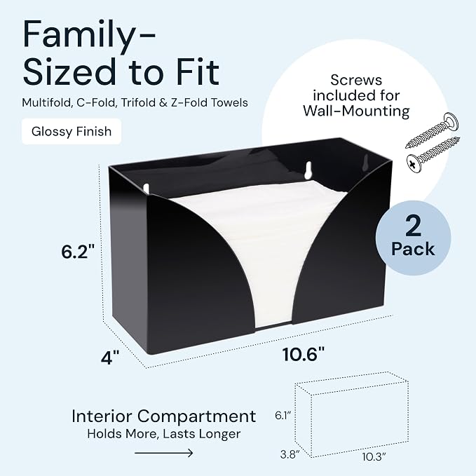 Acrylic Napkin Holder Wall Mount, 2 Pack Black - Image 3
