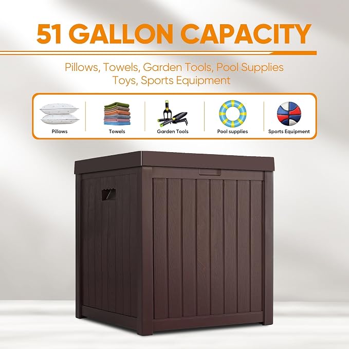 ZYJOYY 51 Gallon Resin Deck Box, Outdoor Storage Box Waterproof - Image 3