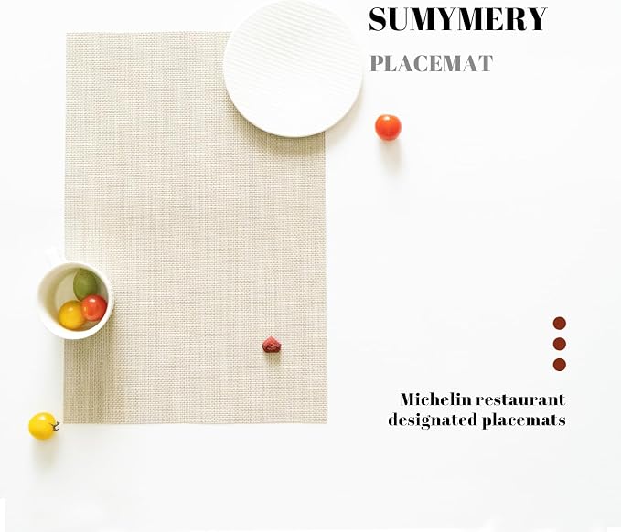 Placemats Set of 6 Vinyl/Plastic Woven Place Mats - Image 5