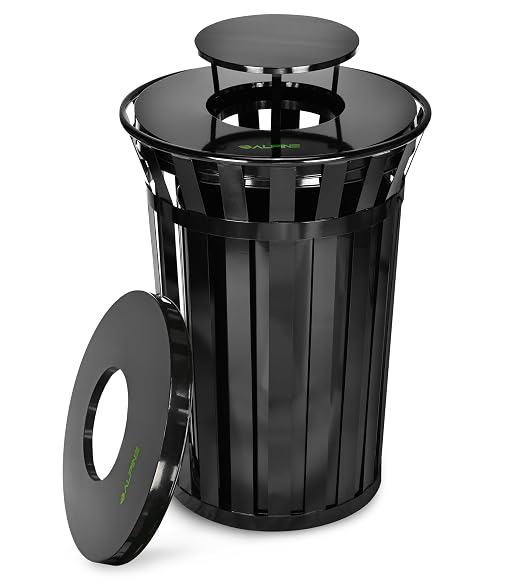 Alpine Industries 38 Gallon Commercial Outdoor Metal Trash Can by AlpineIndustries